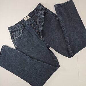 AGOLDE Women’s SIZE 26 JEANS FADED BLACK WASH Straight Leg Button Fly DISTRESSED
